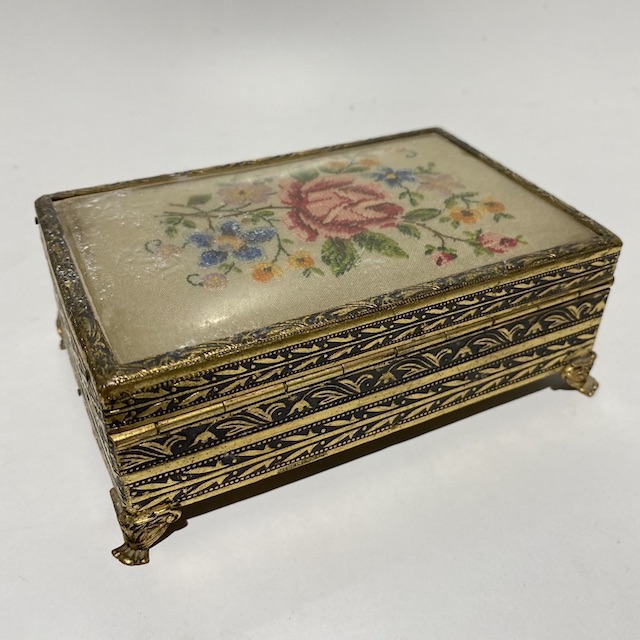 BOX, Brass Embroidered Trinket or Jewel